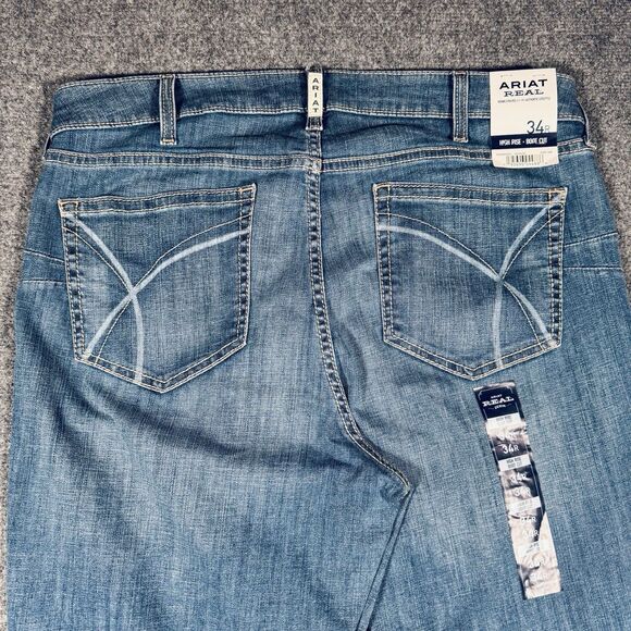 Ariat Real Jeans Womens 34R Blue Bootcut Denim Tennessee Real Daniela Western - Picture 7 of 13